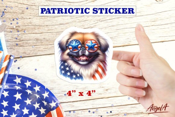Download Patriotic USA Dog Sticker Pekingese - Dog sticker Collection