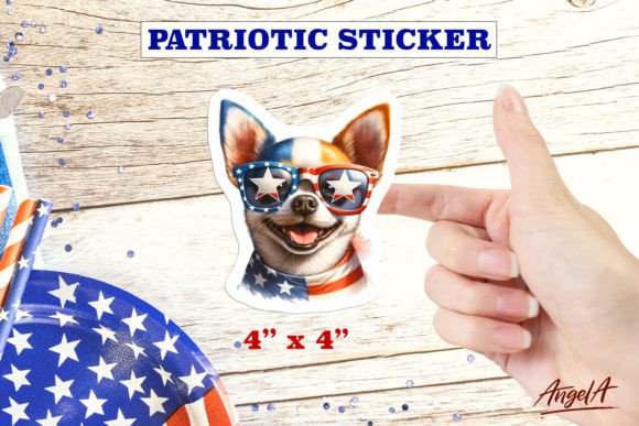 Download Patriotic USA Dog Sticker Chihuahua PNG - Dog sticker Collection