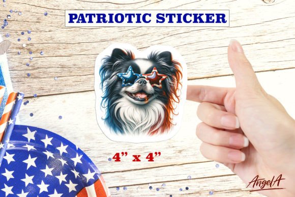 Download Patriotic USA Dog Sticker Japanese Chin - Dog sticker Collection