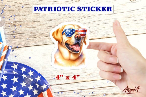 Download Patriotic USA Dog Sticker Labrador PNG - Dog sticker Collection