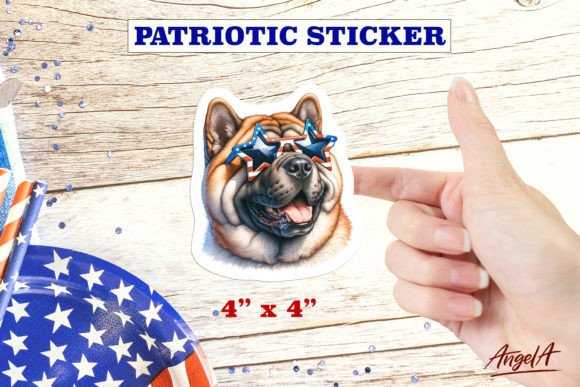 Download Patriotic USA Dog Sticker Shar Pei - Dog sticker Collection