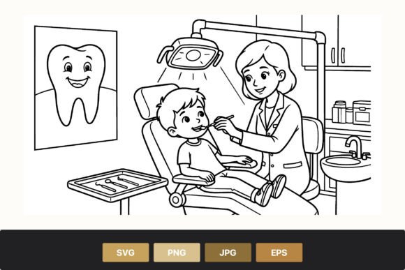 Download Dentist Examining Happy Child Vector Art - Vector art Collection